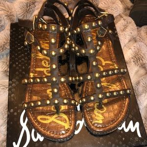 Brown studded sandals